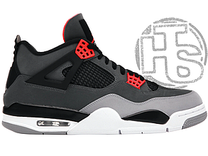 Жіночі кросівки Air Jordan 4 Retro Infrared Dark Grey Black Cement (з хутром) 408452-061