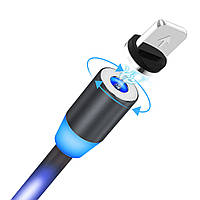 Тор! Магнітний кабель для заряджання світний Topk USB 1 m Z-line LED Llightning Black