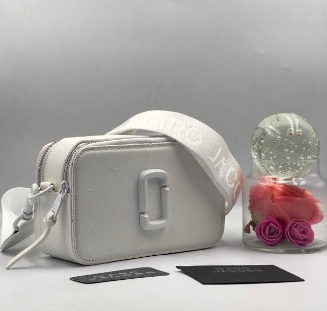 Жіноча сумка Marc Jacobs, тканинний ремінь, біла 21x13×7 см 931286, фото 1