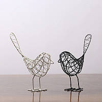 Фигурки птиц RSTQ железные 3шт., черная, белая, золотая, 23x20 см. Плетенные птицы для декора из железа.