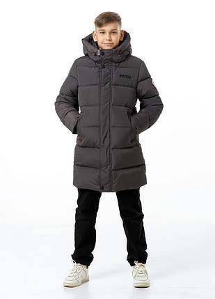 Куртка зимова для хлопчика підлітка дитячий на екопусі Brendon Сірий зимовий пуховик Nestta на зиму, фото 2