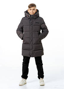 Куртка зимова для хлопчика підлітка дитячий на екопусі Brendon Сірий зимовий пуховик Nestta на зиму