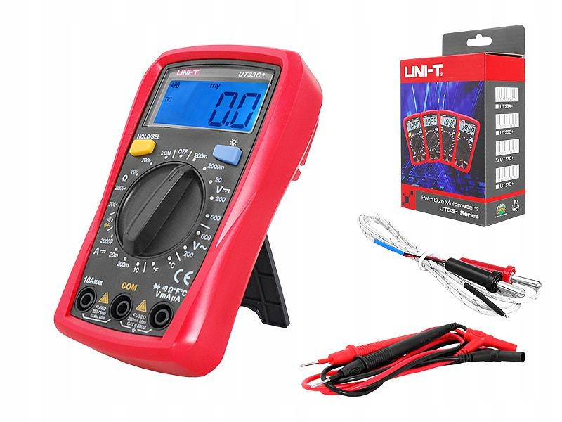 Мультиметр UNI-T UT33C+ (AC/DC 600V; DC 10A; 20 MOm) з термопарою К-типу (-40 °C...1000 °C) продзвінка/тест діодів