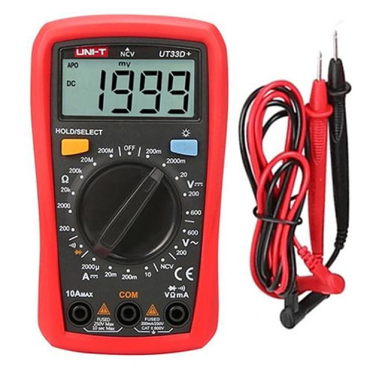 Мультиметр UNI-T UT33D+ (АС/DC 600V; DC 10A; 200 MOm) NCV, продзвінка/тест діодів