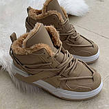 Кросівки жіночі зимові екошкіра коричневі /23368/ 41р, фото 2