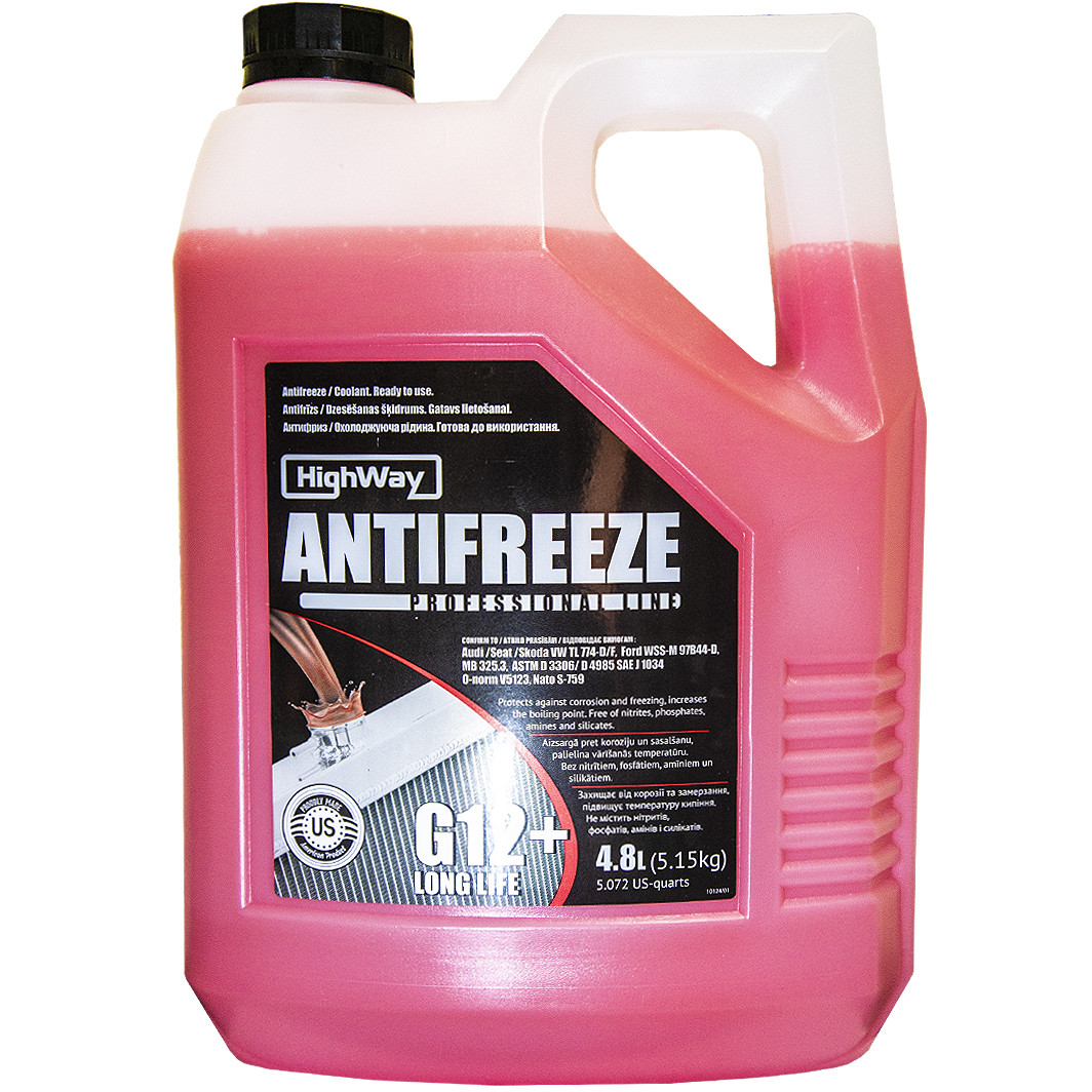 HighWay Long Life G12+ червоний -40 °C, 5 л (10124) готовий антифриз, фото 1
