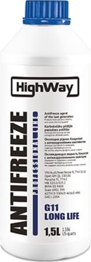 HighWay Long Life G11 синій -80 °C, 1,5 л (10026) концентрат антифризу, фото 1