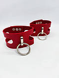 Нашийник із повідцем і наручниками "Fet 25" RED, екошкіра, ручна робота, фото 3