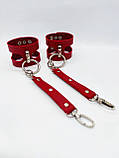 Нашийник із повідцем і наручниками "Fet 25" RED, екошкіра, ручна робота, фото 4