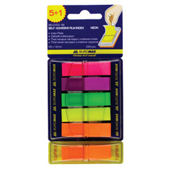 Закладки POP-UP (5+1) 6х40 л. пласт. NEON 45x12 мм, асорті BUROMAX BM.2303-98