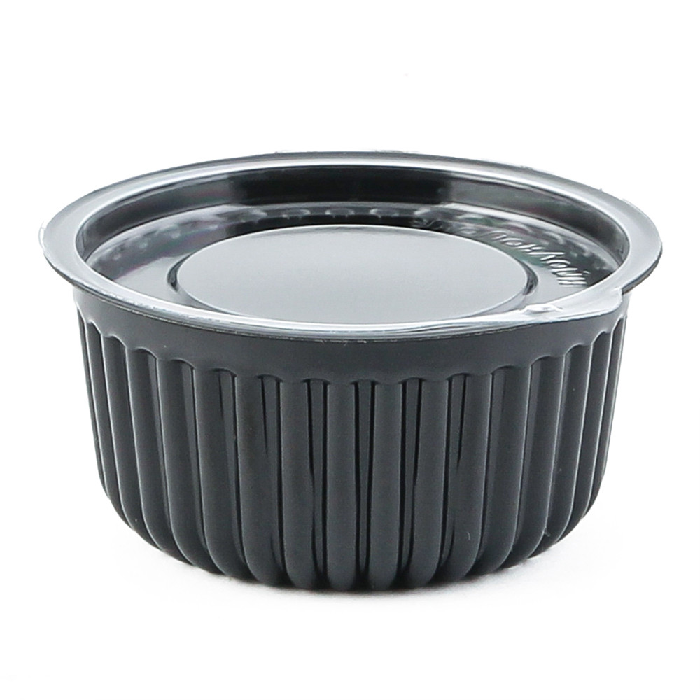 Соусник чорний з кришкою 50мл та d65 (100шт/уп)(3000шт/ящ), фото 1