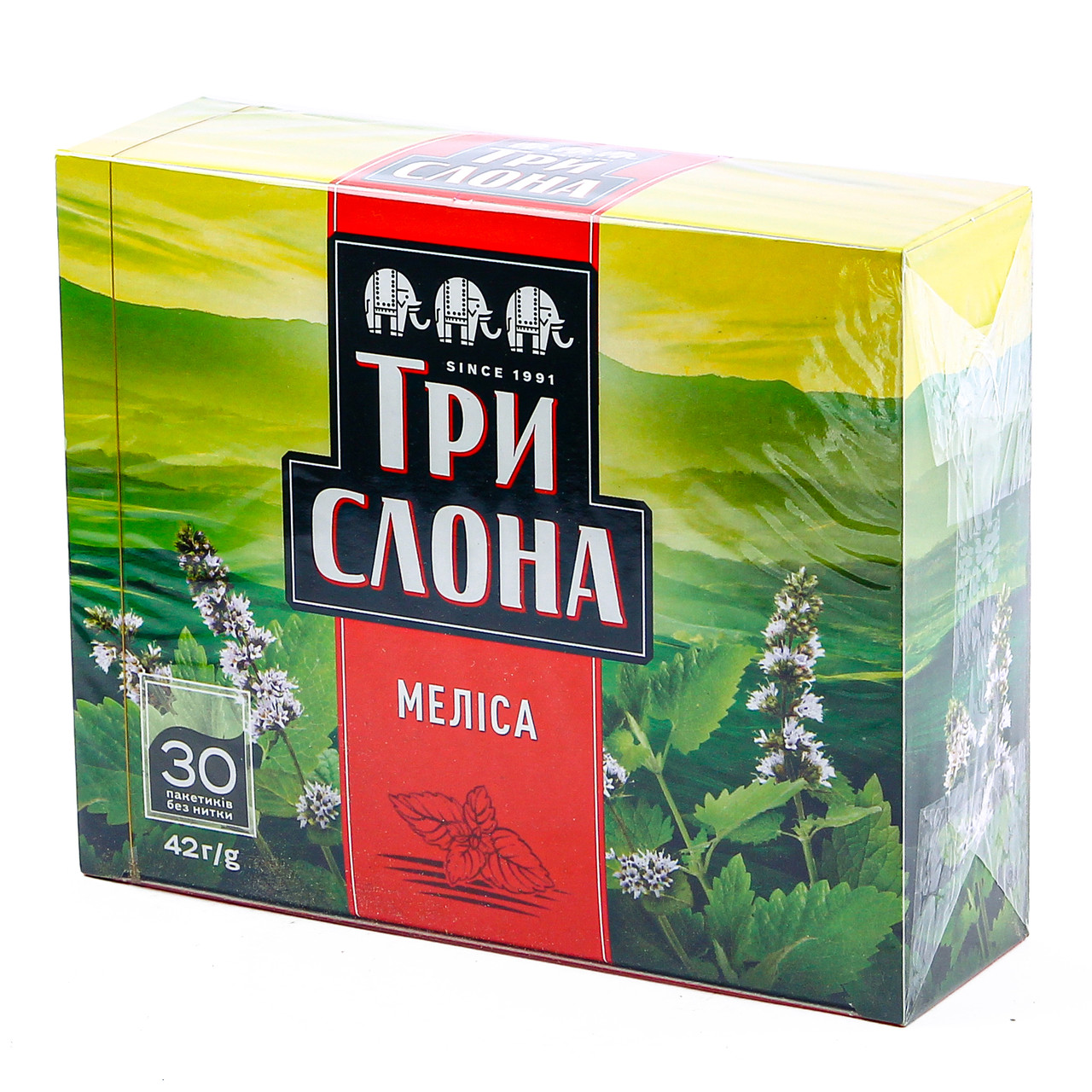 Чай "Три слона" Меліса пакетований 30 пакетиків(Без нитки) (42г/уп), фото 1