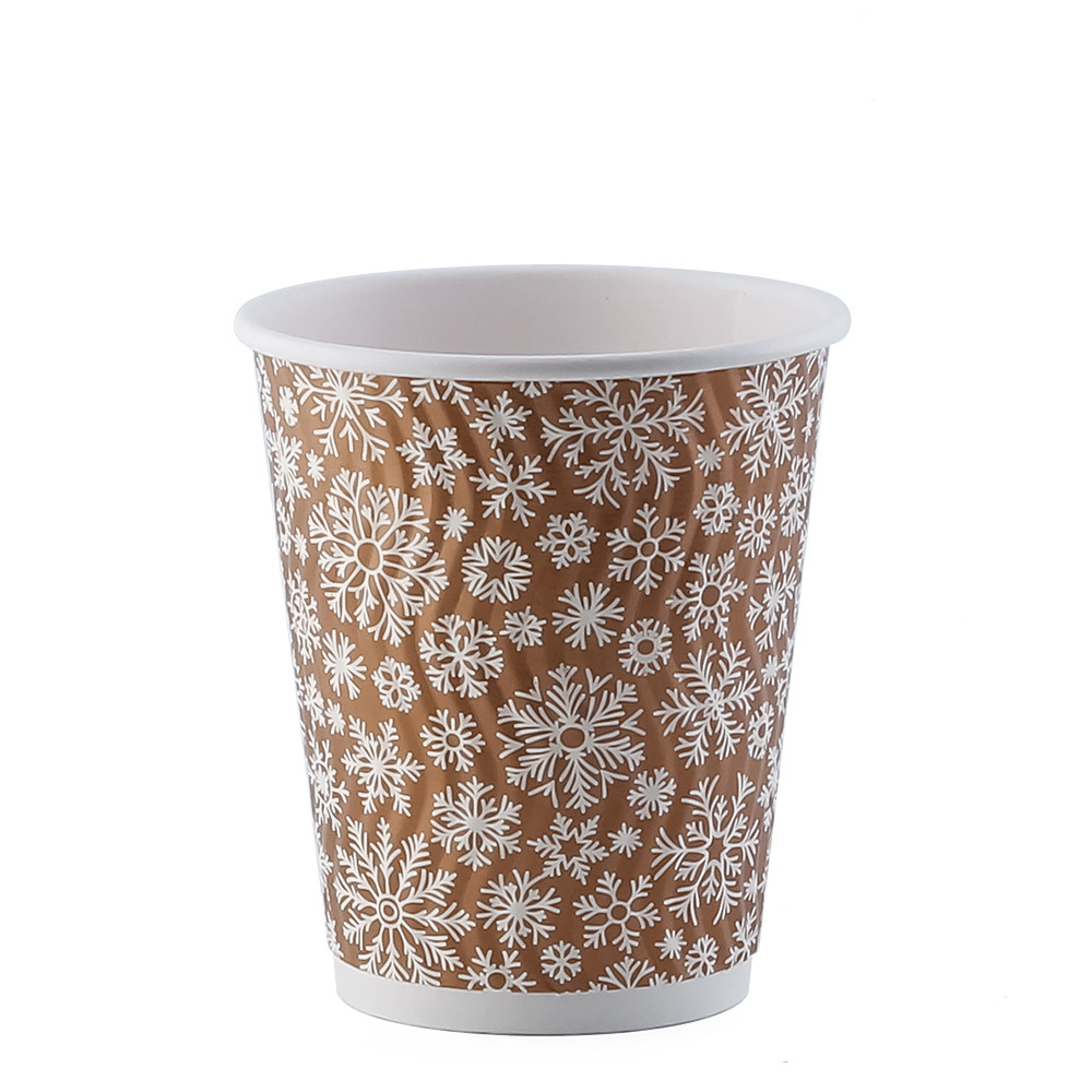 Стакан паперовий гофрований СНІЖИНКА ЄВРО 275мл (FC)(КР-80)(25шт/уп)(500шт), фото 1