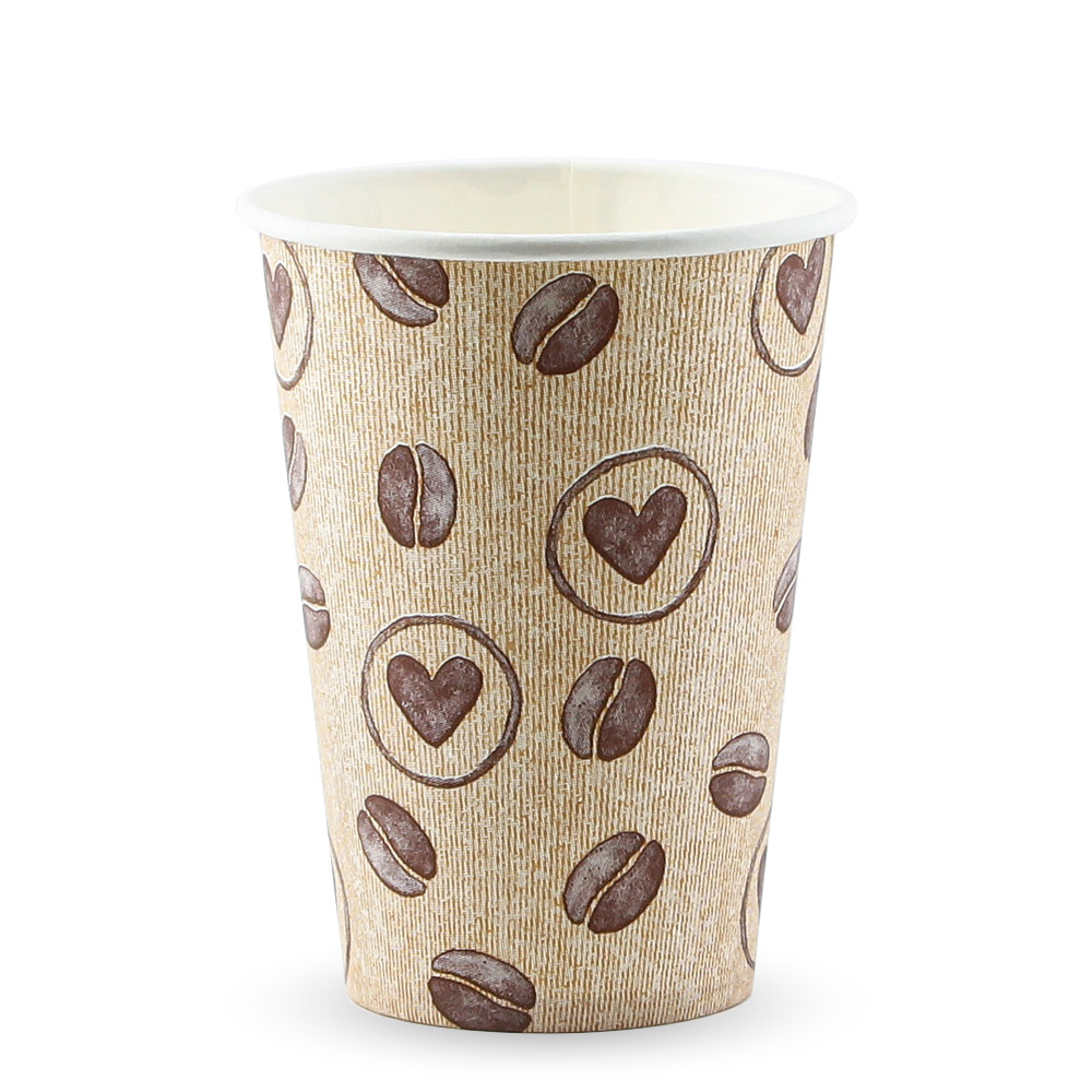 Стакан паперовий одношаровий чорний Love Coffee 270мл (МВ)(КР-80)(50шт/уп)(1750ящ)