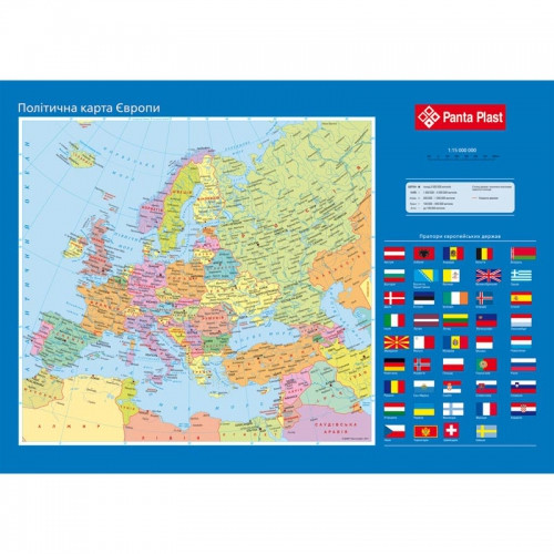 Підкладка для письма "Карта Європи", 590х415мм,PANTA PLAST 0318-0037-99
