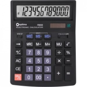 Калькулятор електронний 12 розрядів, розмір 200*154*36 мм OPTIMA O75525