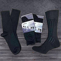 Трекинговые мужские носки с термозонами Чёрные премиум, Крокус, 40-46 р, 3 пары
