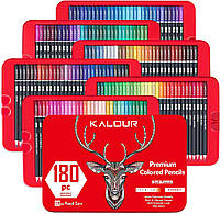 Профессиональные цветные карандаши с грифелем на масляной основе KALOUR 180 цветов в жестяной TP, код: 7434480