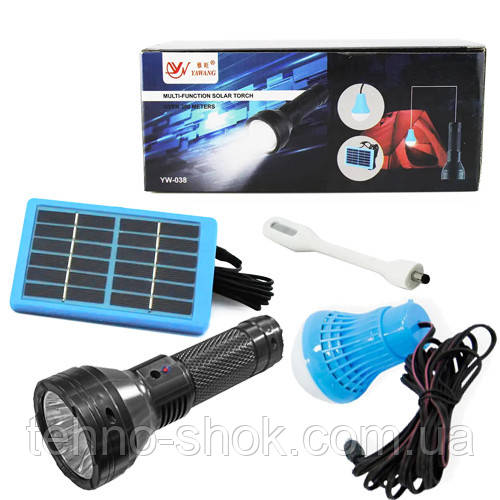Ліхтар YW-038-3W, 1 лампа 3W, гнучка Led лампа, Li-Ion акум. , сонячна батарея