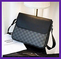 Крутая мужская сумка планшетка для документов на плечо стиль Луи Витон клетка