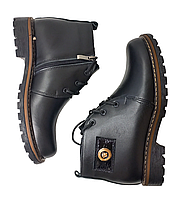 Кожаные зимние женские ботинки утепленные мехом на замке и шнурках черного цвета 38 36-41 от производителя