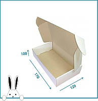 Белая коробка самосборная подарочная крафт 170х120х100 мм, картонная упаковка для подарков (От 50 шт...)