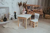 Детский столик и стульчик с ящиком для хранения принадлежностей, Белый детский столик для обучения детям