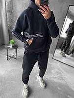 Мужской спортивный костюм с надписями (графит) теплый зимний комплект худи-штаны Премиум качество sKG2