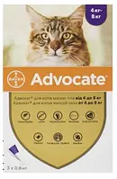 Адвокат для котів 4-8 кг  (1 піпетка)*3 "Elanco", протипаразитарні краплі