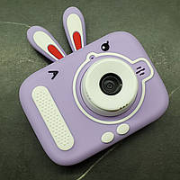 Детский фотоаппарат с селфи камерой и видео съемкой X900 Rabbit purple Фиолетовый