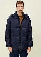 Чоловіча куртка демісезонна подовжена з капюшоном KOTON Темно-синя / Мужская демисезонная куртка удлиненная