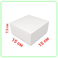 Белые картонные коробки для зефира печенья эклеров без окошка 150х150х75 мм (10 шт/уп)