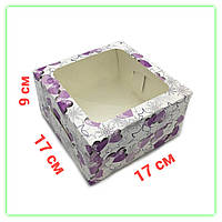 Коробка для бенто торта зефира цветная с окошком 170х170х90 (10шт/уп)