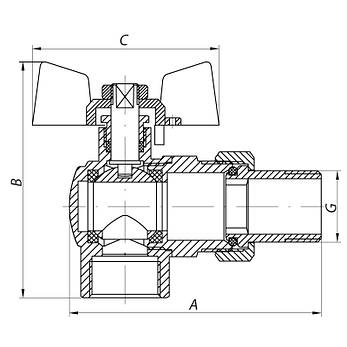 Кран з американкою кутовий 1/2" кульовий (ART 400), фото 4