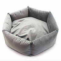 Лежак для маленьких собак и кошек Zoo-hunt шестиугольный Тедди серый №2 54х16 см. Кровать для животных