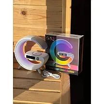 Нічник Smart Light Sound Machine RGB LIGHT G63 з бездротовою зарядкою 15W, Настільна лампа з будильником, фото 3