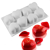 Силіконова форма для євродесертів Сердечка, Amorini 8 шт.