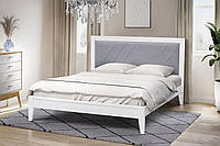 Ліжко двоспальне з м'яким наголов'ям Аксіома 180-200 см (біле)