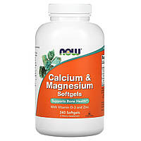 Кальций и магний Calcium Magnesium Now Foods с витамином D-3 и цинком 240 гелевых капсул