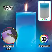 Декоративная восковая свеча с эффектом пламенем и LED подсветкой Candles magic 7 цветов RGB (CAM77)