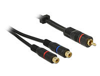 Перехідник аудіо Delock RCA 1x2 M F 0.2m AWG28 Coaxial 2xShilded OFC чорний (70.08.5225) TO, код: 7453744