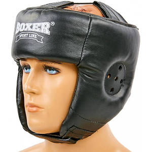 Шолом боксерський BOXER М шкіра чорний