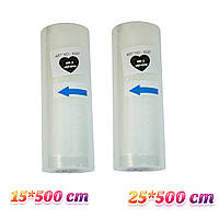 Пакети для вакууматора - 15*500см та 25x500см (2 рулони) гофрована плівка для вакууматора