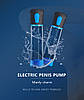 Автоматична вакуумна помпа Penis Pump підсилювач ерекції, тренажер. На батарейках (немає у комплекті). Чорно-синій, 3 режими, фото 7