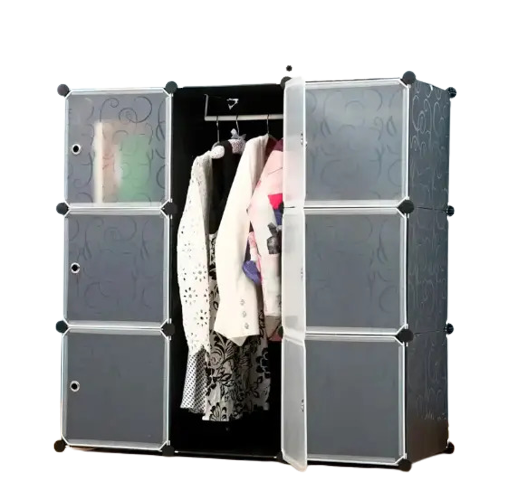 Пластикова складана шафа Storage Cube Cabinet MP 39-61 Чорний Полиці для зберігання речей, фото 1