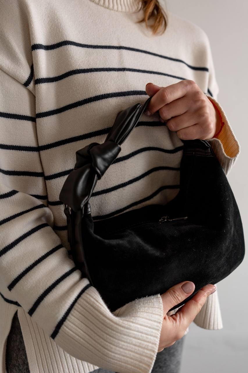 Жіноча сумка через плече замшева у 2-х кольорах. Чорний.