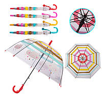 Зонт детский RST044A (60шт/5) прозрачный принт 4 цвета, диаметр в раскрытом виде 65 см, длина трости 66 см