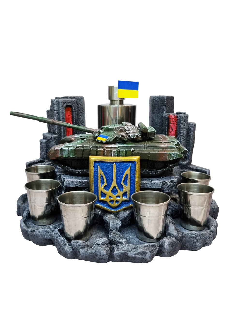 Штоф " Український танк Т64 БВ" декоративна підставка для алкоголю, тематичний Міні Бар, фото 1