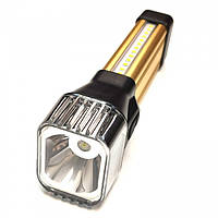 Тор! Ручной светодиодный аккумуляторный фонарь лампа с боковым светом COBA CB-888 USB Золотой