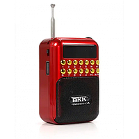 Тор! Радиоприёмник с FM USB MicroSD BKK B872 радио на аккумуляторе Красный